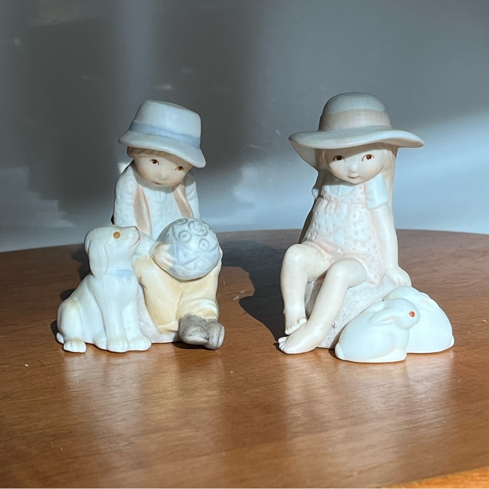Holly Hobbie boy and girl vintage porcelain figurines
